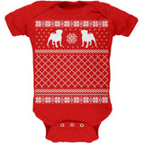 Pug Ugly Christmas Sweater Green Soft Baby One Piece