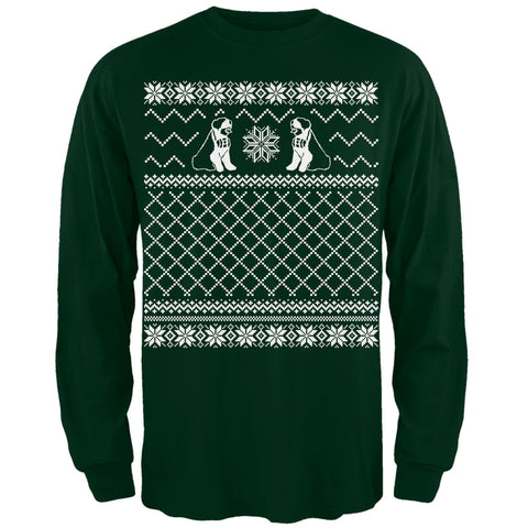 Saint Bernard Ugly Christmas Sweater Green Adult Long Sleeve T-Shirt