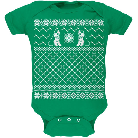 Saint Bernard Ugly Christmas Sweater Green Soft Baby One Piece