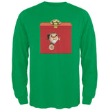 Christmas Present Cat Black Adult Long Sleeve T-Shirt