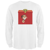 Christmas Present Cat Black Adult Long Sleeve T-Shirt