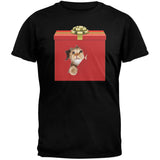 Christmas Present Cat Black T-Shirt