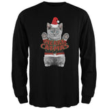 Merry Catmas Santa Christmas Cat Black Adult Long Sleeve T-Shirt