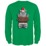Merry Catmas Santa Christmas Cat Black Adult Long Sleeve T-Shirt