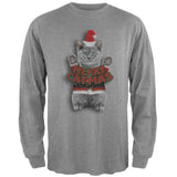 Merry Catmas Santa Christmas Cat Black Adult Long Sleeve T-Shirt