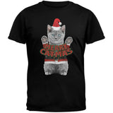 Merry Catmas Santa Christmas Cat Black T-Shirt