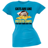 Cats Are Like Potato Chips Juniors Green T-Shirt