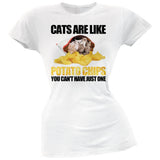 Cats Are Like Potato Chips Juniors Green T-Shirt