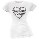 Crazy Dog Lady Paw Heart Pink Soft Juniors T-Shirt
