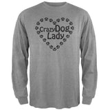 Crazy Dog Lady Paw Heart Black Adult Long Sleeve T-Shirt