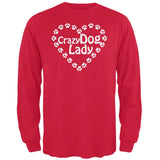 Crazy Dog Lady Paw Heart Black Adult Long Sleeve T-Shirt