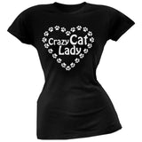 Crazy Cat Lady Paw Heart Pink Soft Juniors T-Shirt