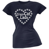 Crazy Cat Lady Paw Heart Pink Soft Juniors T-Shirt