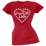 Crazy Cat Lady Paw Heart Pink Soft Juniors T-Shirt
