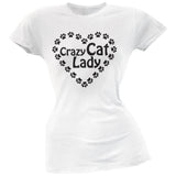 Crazy Cat Lady Paw Heart Pink Soft Juniors T-Shirt
