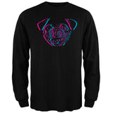 3D Pug Face Black Adult Long Sleeve T-Shirt