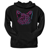 3D Cat Face Black Adult Crew Neck Sweatshirt