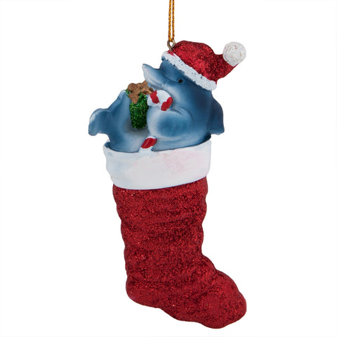 Dolphin In Stocking Christmas Ornament