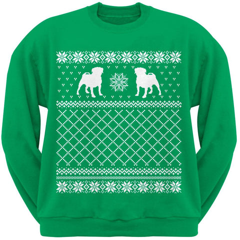 Pug Ugly Christmas Sweater Red Crew Neck Sweatshirt
