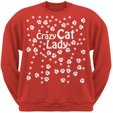 Crazy Cat Lady Paw Prints Black Adult Crew Neck Sweatshirt