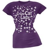 Crazy Cat Lady Paw Prints Pink Soft Juniors T-Shirt