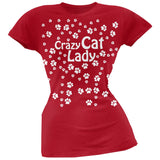 Crazy Cat Lady Paw Prints Pink Soft Juniors T-Shirt