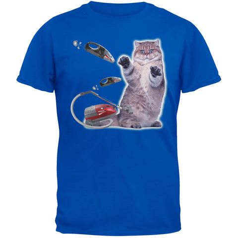 Galaxy Cat Vacuum Royal Blue Adult T-Shirt