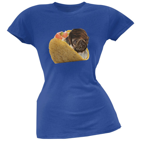 Taco Pug Blue Juniors T-Shirt