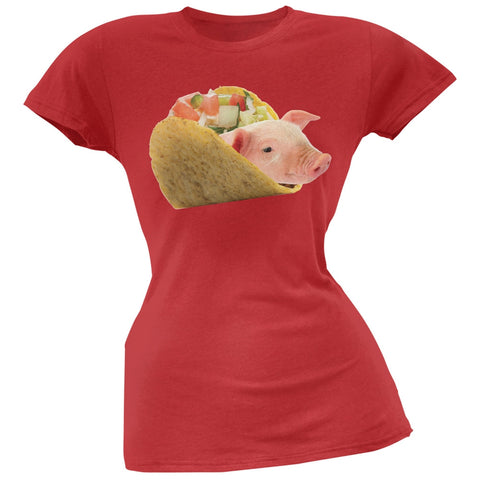 Taco Pig Red Juniors T-Shirt
