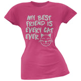 My Best Friend Is Every Cat Ever Pink Soft Juniors T-Shirt