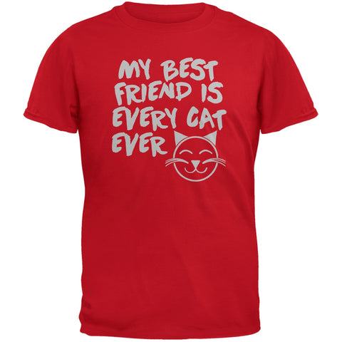 My Best Friend Is Every Cat Ever Red Adult T-Shirt