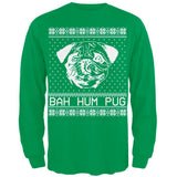 Bah Hum Pug Ugly Christmas Sweater Black Adult Long Sleeve T-Shirt
