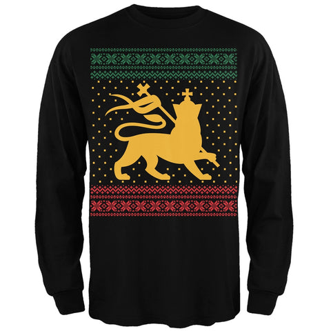 Lion of Judah Ugly Christmas Sweater Black Adult Long Sleeve T-Shirt