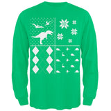 Dinosaurs Festive Blocks Ugly Christmas Sweater Black Adult Long Sleeve T-Shirt