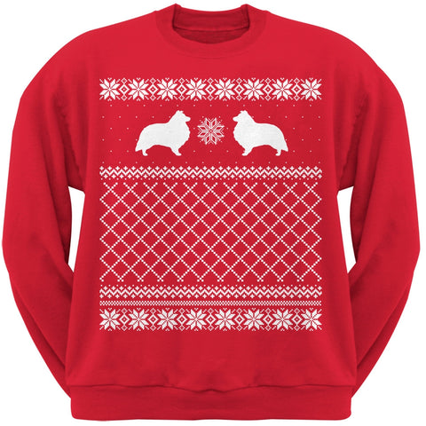 Sheltie Red Adult Ugly Christmas Sweater Crew Neck Sweatshirt