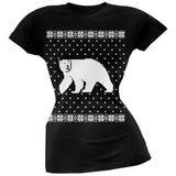 Big Polar Bear Ugly Christmas Sweater Black Soft Juniors T-Shirt