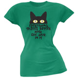 Everything Tastes Better With Cat Hair In It  Blue Soft Juniors T-Shirt