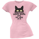 Everything Tastes Better With Cat Hair In It  Blue Soft Juniors T-Shirt