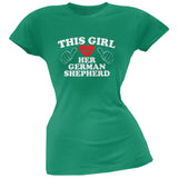 This Girl Loves Her German Shepherd Black Soft Juniors T-Shirt