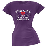 This Girl Loves Her German Shepherd Black Soft Juniors T-Shirt