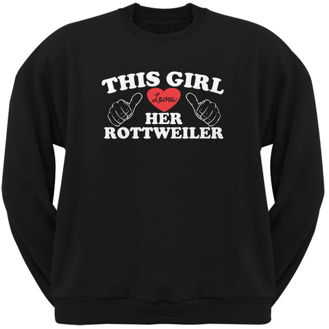 This Girl Loves Her Rottweiler Black Adult Crew Neck Sweatshirt