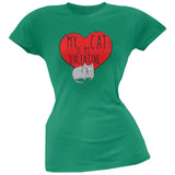 Valentine's Day - My Cat Is My Valentine Black Soft Juniors T-Shirt