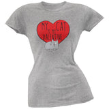 Valentine's Day - My Cat Is My Valentine Black Soft Juniors T-Shirt