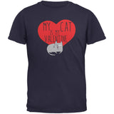 My Cat Is My Valentine Black Adult T-Shirt
