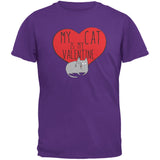My Cat Is My Valentine Black Adult T-Shirt