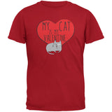 My Cat Is My Valentine Black Adult T-Shirt