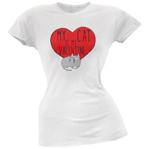 Valentine's Day - My Cat Is My Valentine White Soft Juniors T-Shirt