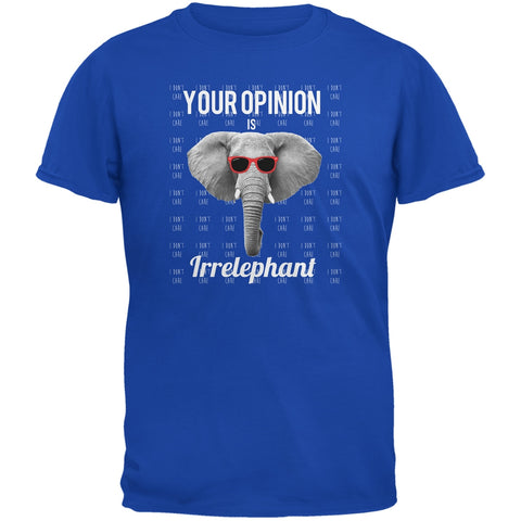 Paws - Elephant Your Opinion is Irrelephant Royal Blue Adult T-Shirt