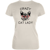 Crazy Cat Lady With Glasses Blue Soft Juniors T-Shirt
