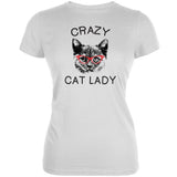 Crazy Cat Lady With Glasses Blue Soft Juniors T-Shirt